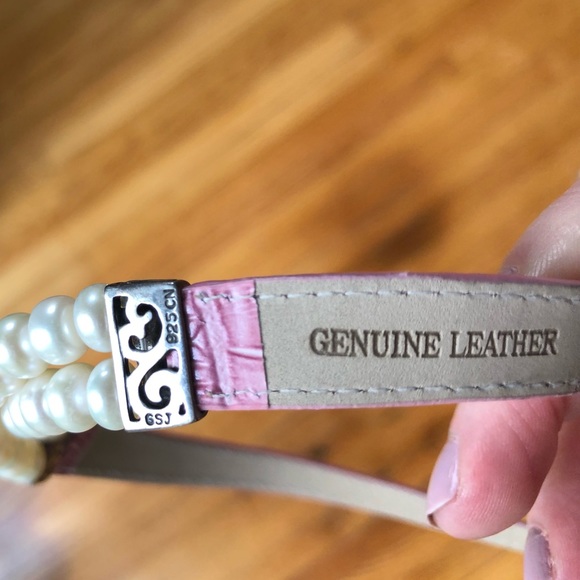 Leather & Freshwater Pearl Choker & Bracelet - Picture 6 of 8